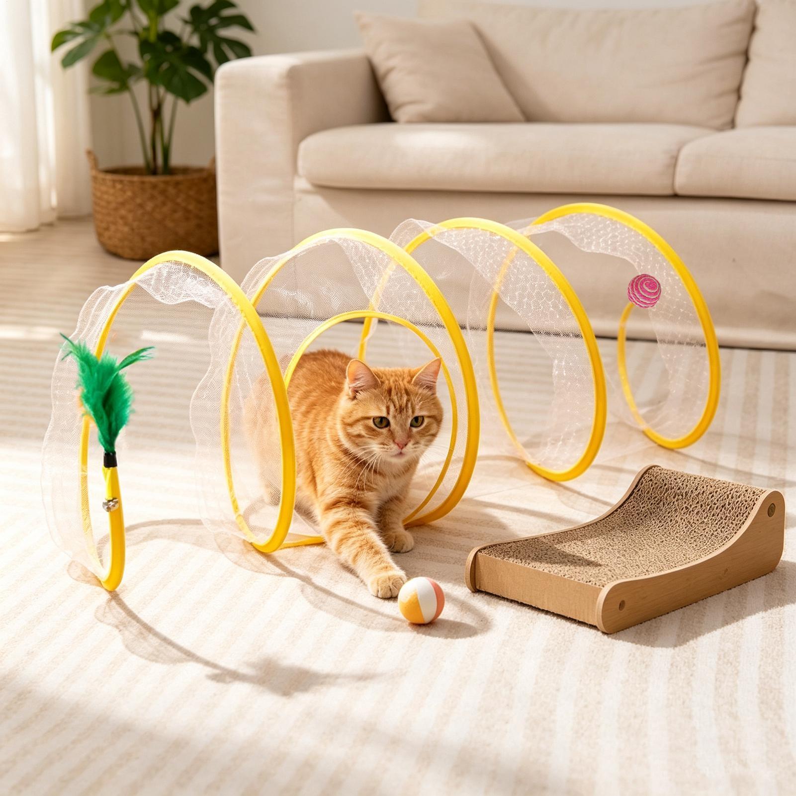 Cat Tunnel Toy - Spiral Tunnel Cat Toy Foldable Interactive