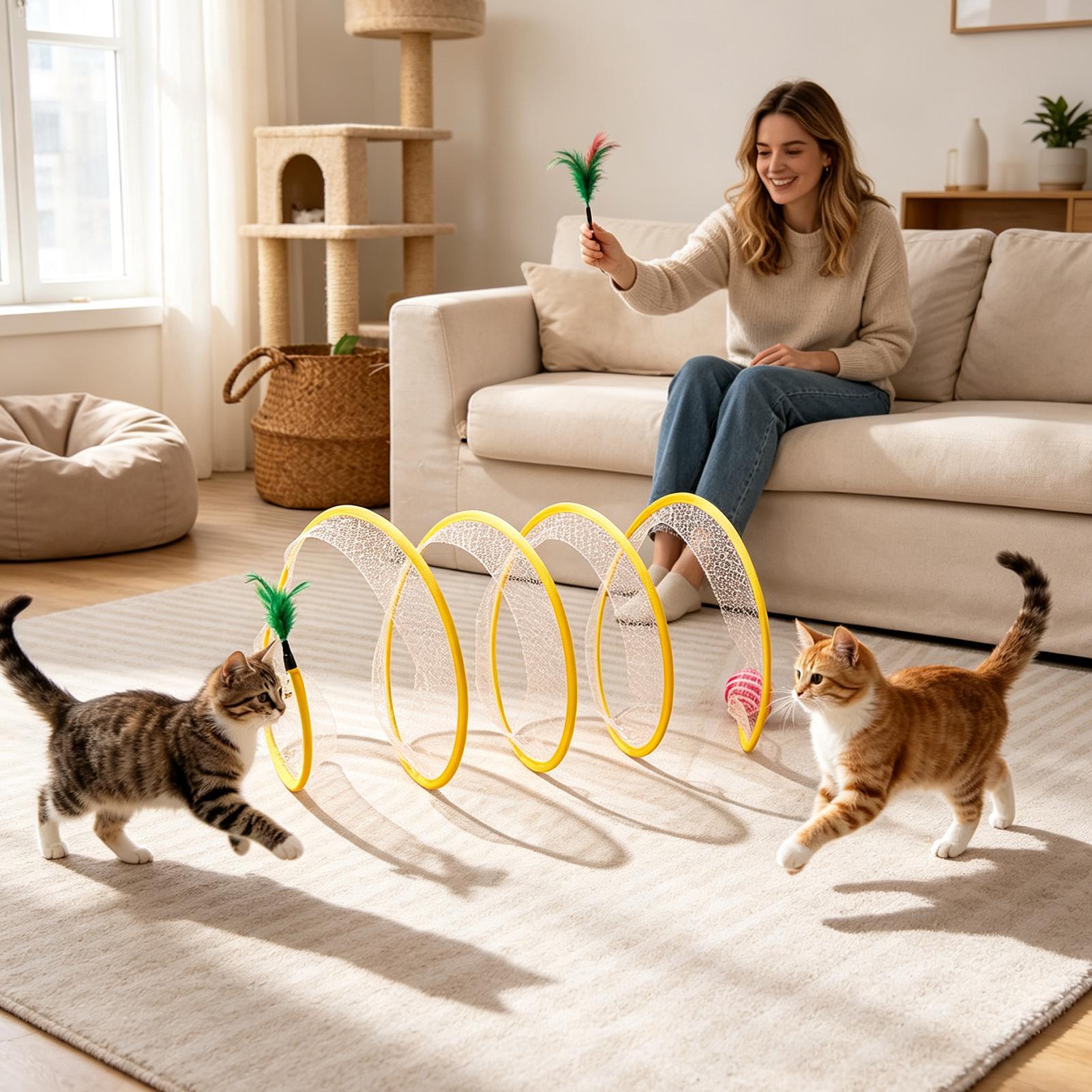 Spiral Tunnel Cat Toy Foldable - Cat Tunnel Toy 评论和价格
